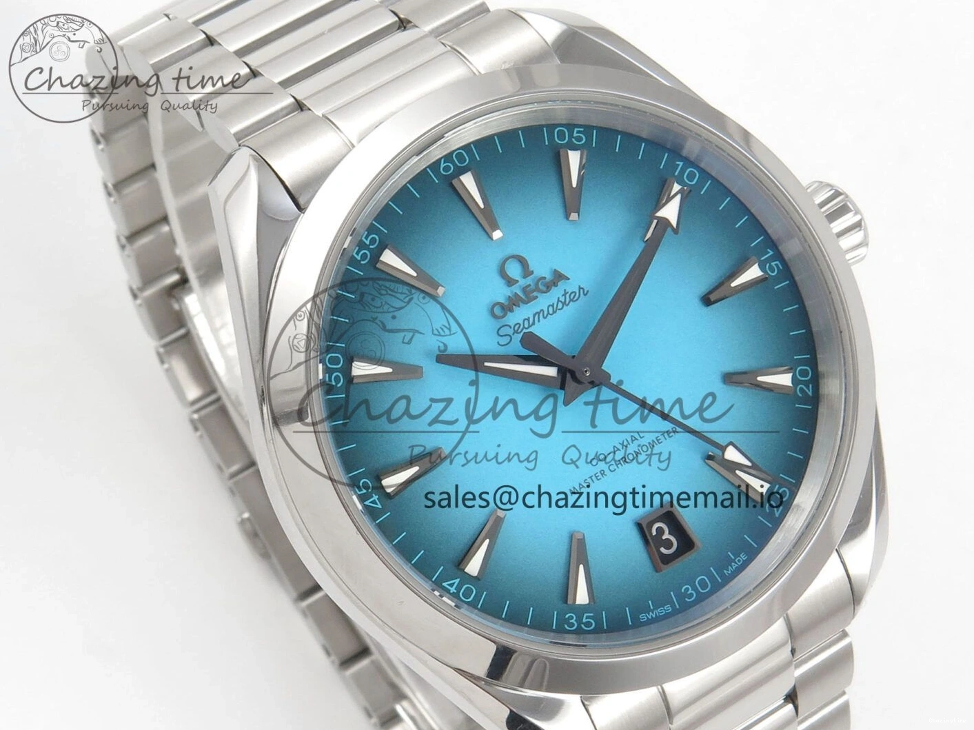 0102 Efficient Seamaster 150M SS VSF 1:1 Best Edition Turquoise Blue Dial on SS Bracelet A8900 Super Clone 7661